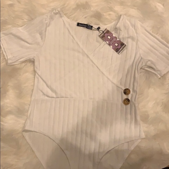 Wrap Front Ribbed Button Bodysuit - Picture 2 of 2